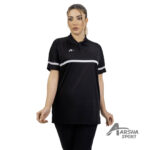 تیشرت یقه‌دار آرشا مدل نواردار مشکی